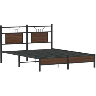 vidaXL Estructura De Cama Sin Colch&oacute;n Madera Marr&oacute;n Roble 137x190 Cm Vidaxl