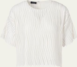 Akris Techno Wave Guipure Short-Sleeve Blouse