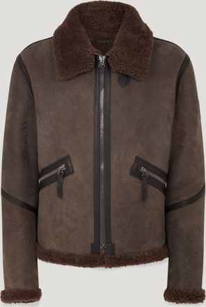 Belstaff Winterbrook Jacket Mens Elevated Shearling Tornado Grey / Major Brown Size M