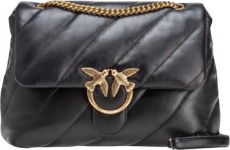 Pinko Big Love Bag Puff - Dames - Schoudertassen - Zwart - ONE Size - Leer - Tassen