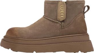 Generic Women winter thick soled snow boots with increased height and plush insulation anti slip cotton short boots (Khaki,5.5)