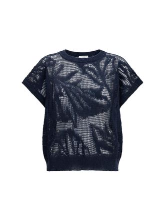 Brunello Cucinelli Womens T-Shirt Dazzling Water Lillies Linen Abyss T-Shirts & Jerseys