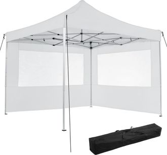 TecTake Carpa aluminio plegable, ajustable, 2 paneles laterales, 3x3 m, blanco