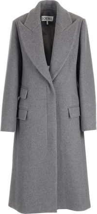 Loewe Wool and Cashmere Long Coat - female - Loewe - Single-Breasted Coats - Gray - XS - Coats