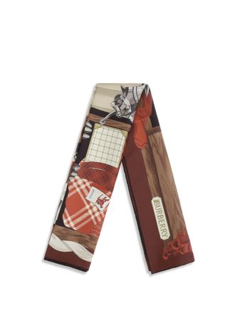 Burberry Mens Silk Scarf Oxblood Scarfs