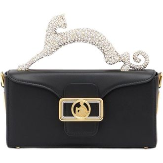 Lanvin Nano Pencil Cat Leather And Rhinestone Bag in Black at Nordstrom