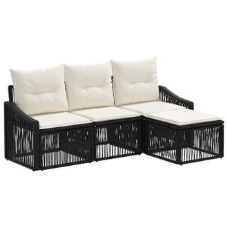 vidaXL Conjunto De Sof&aacute;s De Jard&iacute;n 4 Pcs Negro Rat&aacute;n Sint&eacute;tico Vidaxl