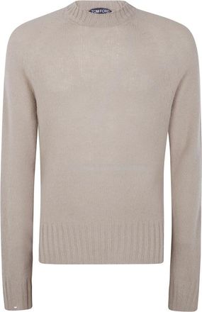Tom Ford Truien & Vesten, Heren, Grijs, L, Kasjmier, Seamless Brushed Cashmere LS Crew Neck