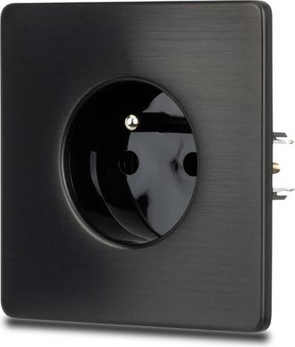 OEM Enchufe El&eacute;ctrico Individual De Acero Cepillado Negro Pvd Negro