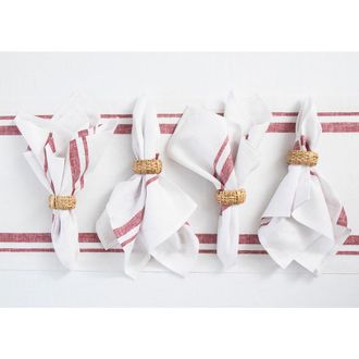 Solino Home Linen Dinner Napkins - French Stripe, 20 x 20 in Burgundy And White at Nordstrom, Size Large