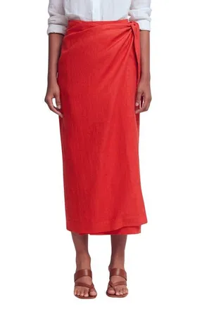 Boden Dimitra Tie-Waist Column Skirt in Red Coral at Nordstrom, Size 14