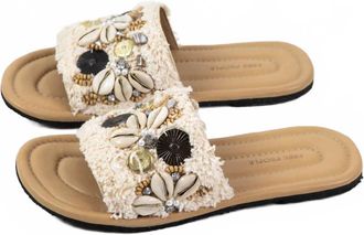 Free People Womens Shipwreck Surf Shell Sandals In Chalk