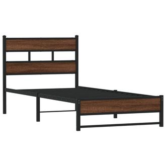 Berkfield Home Metal Bed Frame without Mattress Brown Oak 107x203 cm