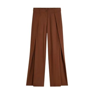 Summum Wide Broeken - Dames - Broeken - Bruin - Maat: L Viscose