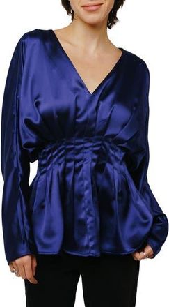 Ciebon Viera Satin Peplum Hem Blouse in Cobalt at Nordstrom Rack, Size X-Small