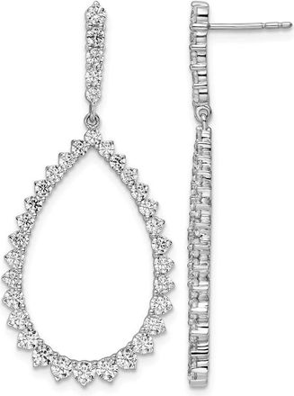 Diamond2Deal 14k White Gold 3 ct Lab Grown Diamond Fancy Dangle Hoop Earrings VS Clarity, D-E Color