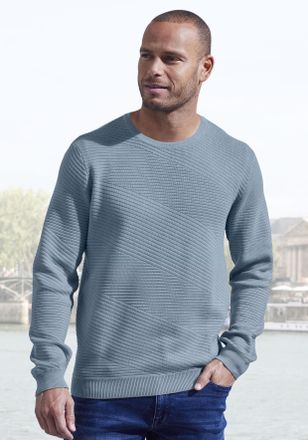 John Devin Strickpullover JOHN DEVIN, Herren, Gr. XXL (60/62), blau (rauchblau), Feinstrick, Obermaterial: 50% Baumwolle, 50% Polyacryl, unifarben, regular fit n