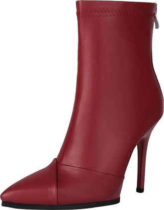 Generic Womens Sexy Party Ankle Boots Pointed Toe Super High Stiletto Heel With Back Zipper Closure Dressy Short Booties