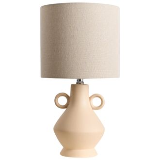 Beliani Beliani - L&aacute;mpara De Mesa De Cer&aacute;mica Con Pantalla De Tela Tipo Tambor Beige Kerulen