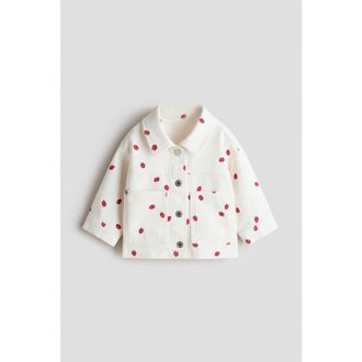 H&M Printed Twill Jacket in White/strawberries at Nordstrom, Size 12M