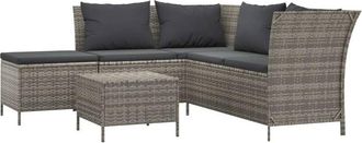 vidaXL Vidaxl - Set De Muebles De Jard&iacute;n 4 Pzas Y Cojines Rat&aacute;n Sint&eacute;tico Gris
