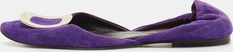 Roger Vivier Purple Suede Chip Buckle Dorsay Ballet Flats