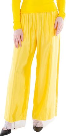 Burberry Wide-Leg Silk Satin Trousers, Brand Size 10 ( US Size 8 )