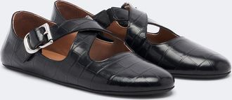 Alaia Ala&iuml;a Croc-effect leather ballet flats
