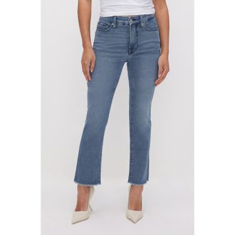 Good American Good Split Pocket Straight Leg Jeans in Blue449 at Nordstrom Rack, Size 12