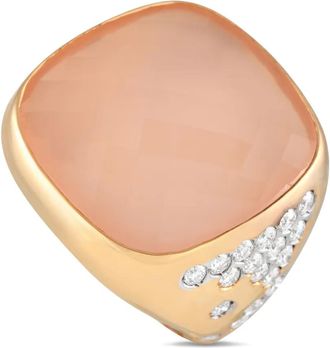 Casato Anello in oro giallo 18 carati con calcedonio e diamanti