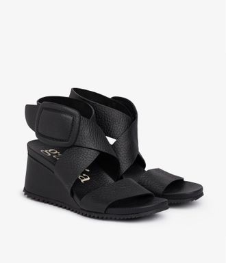 Pedro Garcia Black suede wedge with ankle strap | Cande |