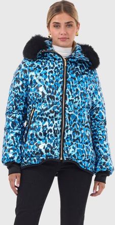 Gorski Apres-Ski Jacket With Detachable Toscana Lamb Hood Trim in Sky Lprd/black at Nordstrom, Size X-Small