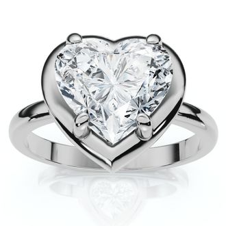 Pompeii3 Certified 2 1/2Ct Heart Diamond Button Engagement Ring 14k Gold or Pt Lab Grown