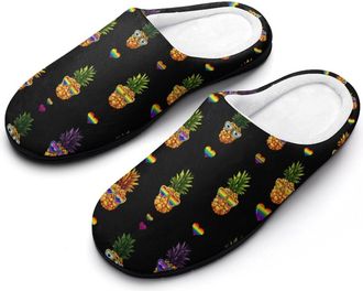 Generic Colorful LGBT Pineapple Mens Slippers Comfortable And Non-slip Cotton Slipper Shoe for House