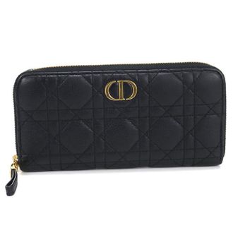 Dior Black Leather Long Wallet (Bi-Fold) (Pre-Owned)