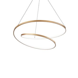 Netlighting OZ Dimmable Swirl 80cm Integrated LED Pendant Ceiling Light Brass 3000K in Yellow