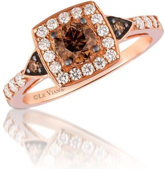 Le Vian Ladies Chocolate Solitaire Rings set in 14K Strawberry Gold