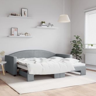 vidaXL Sof&aacute; Cama Nido Tela Gris Claro 90x190 Cm Vidaxl