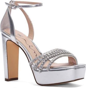 Nina Agitha Ankle Strap Platform Sandal in Silver at Nordstrom, Size 8.5