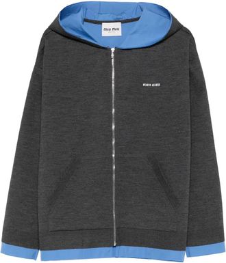 Miu Miu Felpa con cappuccio e zip - Grigio