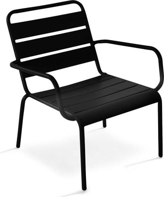 Oviala Sillón de jardín bajo de acero negro relajante