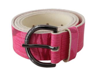 John Galliano Leather Letter Logo Design Round Buckle Womens Belt