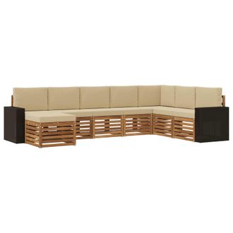 vidaXL Conjunto De Sof&aacute;s De Exterior Con Coj&iacute;n 8 Pcs Natural Y Beige Vidaxl