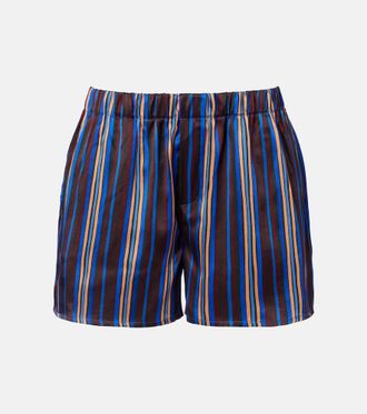 Asceno Franca striped silk charmeuse pajama shorts