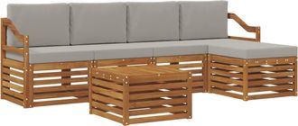 vidaXL Conjunto De Sof&aacute;s De Exterior 6 Uds. Natural Y Gris Claro Vidaxl