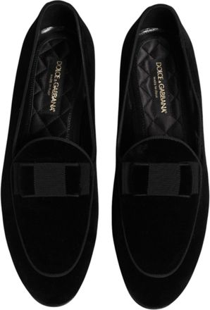 Dolce & Gabbana Mens Velvet Loafer Black Cotton Viscose