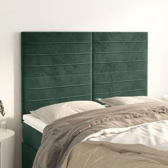 vidaXL Cabeceros 4 Unidades Terciopelo Verde Oscuro 72x5x78/88 Cm Vidaxl
