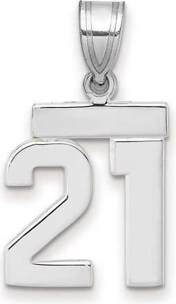 Diamond2Deal 14k White Gold Small Polished Number 21 Charm Pendant