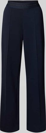 Monari Hose mit L&auml;ngsn&auml;hten und elastischem Bund in Marine, Gr&ouml;&szlig;e 34
