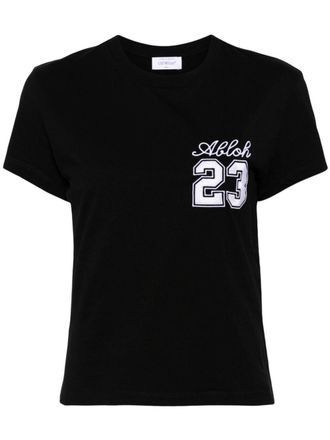 Off-white logo-print cotton T-shirt - women - Cotton - S - Black